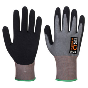 Portwest  CT45 - CT HR18 Nitrile Foam Cut Glove Grey/Black